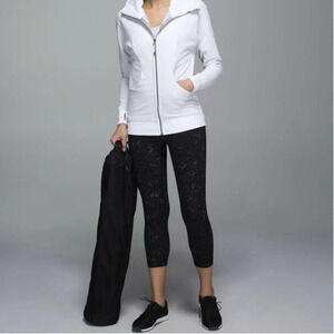 LULULEMON Wunder Under Crop Pants Roll Down Star Crushed Coal Black Women Size 8